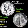 Image 1 : 1943-p Mercury Dime 10c Grades GEM+ Unc