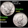 Image 1 : 1922-p Peace Dollar $1 Grades Select Unc