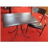 Image 1 : Table w/ Metal Legs 36"x24"x39"H w/ Upholstered Armchair