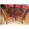 Image 2 : Carved Wooden Table w/ Pedestal Base 40"x40"x29"H w/ 4 Upholstered Chairs