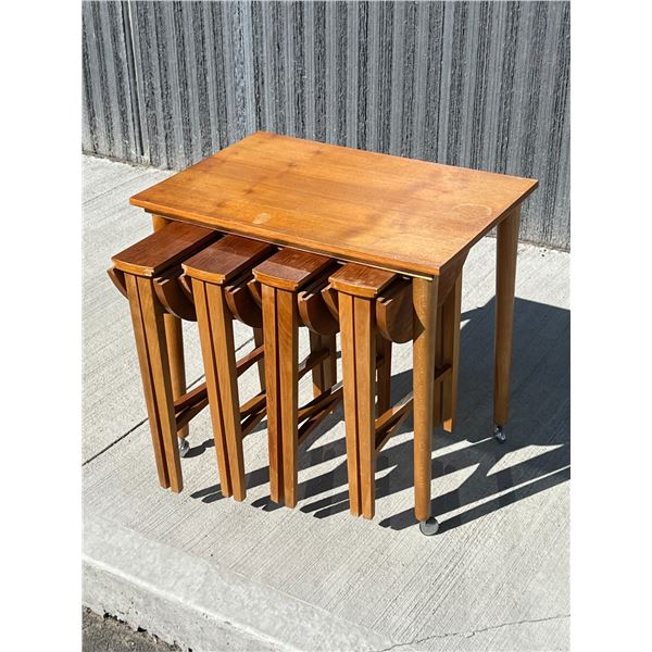 Mid Century Folding / Nesting Side Tables - In the style of Poul Hundevad