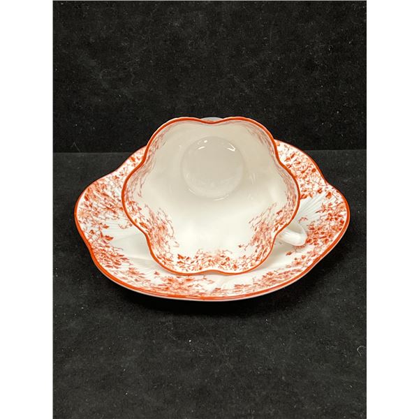 Shelley "Dainty Orange" Tea Cup + Saucer Fine Bone China England (small edge nick on cup) teacup