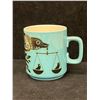 Image 2 : Hornsea Pottery Libra Zodiac Sign on Turquoise Coffee Mug - Mid Century (amazing color!)