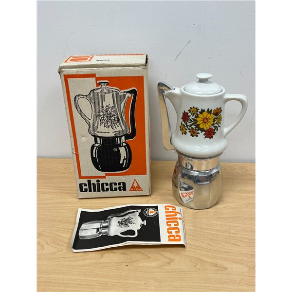 Vintage Italian Alpu Chicca Stovetop Moka Coffee Pot - Looks New in box as pictured