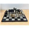 Image 1 : Carved Stone Chess / Checkers Set - Chess pieces look complete - missing on checker piece