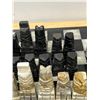 Image 6 : Carved Stone Chess / Checkers Set - Chess pieces look complete - missing on checker piece