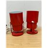 Image 2 : 2 RED Retro Style Adjustable Lamps / Wall Sconces - Working - Approx: 7.5"T 4"W