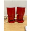 Image 4 : 2 RED Retro Style Adjustable Lamps / Wall Sconces - Working - Approx: 7.5"T 4"W