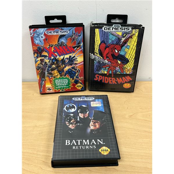 3 Sega Genesis Games X-Men / Spider-Man / Batman as pictured - Not tested - see pics