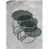 Image 1 : 2 Vintage Mid Century Chrome & Smoked Glass Nesting Tables (see all photos)