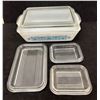 Image 1 : Vintage Pyrex Horizon Blue 0503 Refrigerator Dish with Lid & Extra Lids as pictured