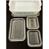Image 6 : Vintage Pyrex Horizon Blue 0503 Refrigerator Dish with Lid & Extra Lids as pictured