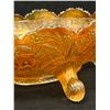 Image 2 : Stunning Carnival Glass Heavily Embossed Fruit Dish - Approx: 10.5"W 4.25"T