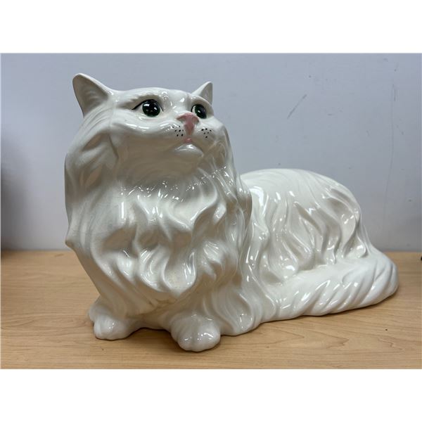 Vintage White Ceramic Cat - Larger - approx: 16x10" & 9.5"T