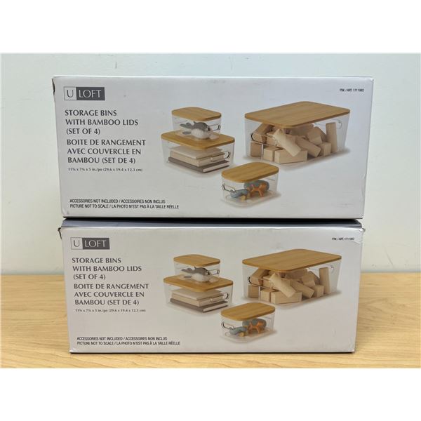 2 Sets Storage Bins With Bamboo Lids - see photos for more info