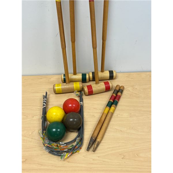 Vintage 4 Player Wooden Croquet Set as pictured - nice overall condition