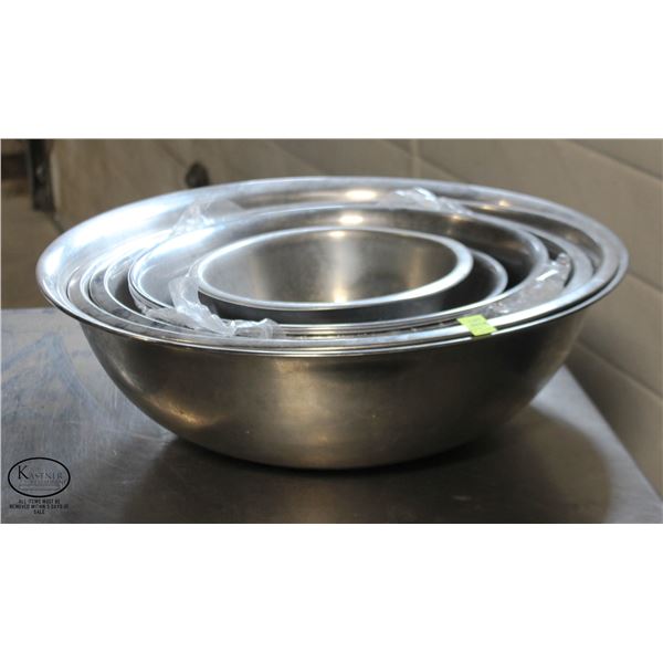 LOT 10 OF STAINLESS STEEL ASSORTED MIXING BOWLS