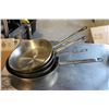 Image 1 : LOT OF 4 ASSORTED STAINLESS STEEL FRYING PANS