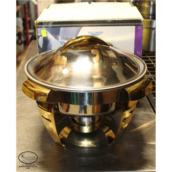 VOLLRATH MAXIMILIAN ROUND CHAFING DISH W/ GOLD