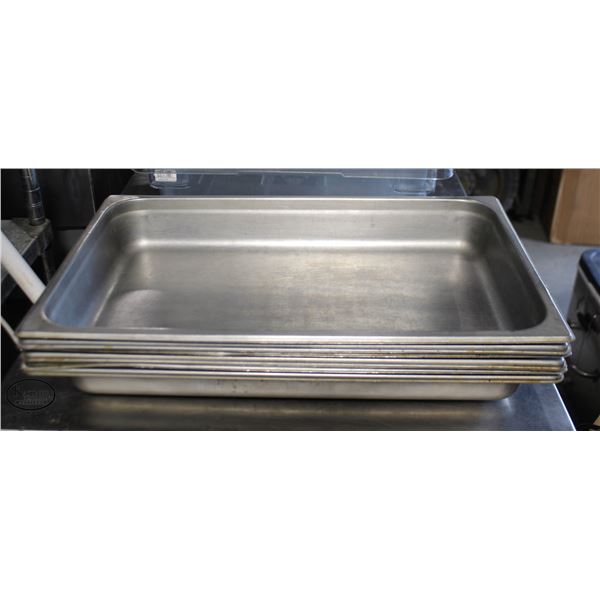 LOT OF 6 STAINLESS STEEL FULL SIZED FOOD INSERTS