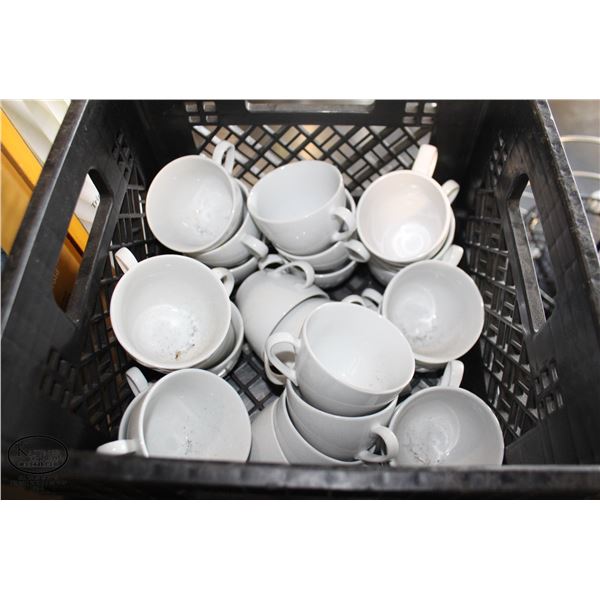 CRATE OF APPROX 25 ASSORTED COFFEE CUPS