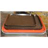 Image 1 : STACK OF 7 QT SIZED RECTANGULAR SERVING TRAYS