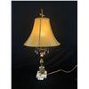 Image 2 : Vintage Hand Cut Crystal & Brass Table Lamp w/Marble Base - 28" Tall