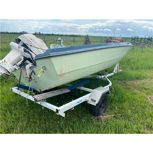 Approx. 16' Boat (ROUGH), #ZGB293-14V760, Johnson Motor & 1986 Trailer, #2EN1C1BGP050394-1