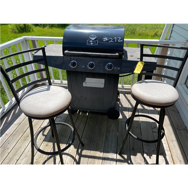 Barbecue, Stools, chairs, table, lights