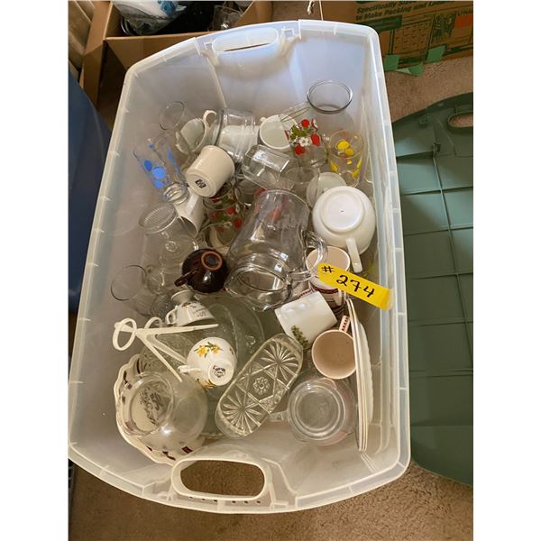 Dishes, books (Approx. 7 boxes) & corner table