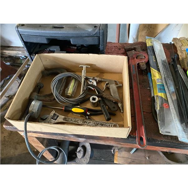 Misc. on table. Tools, parts, etc.