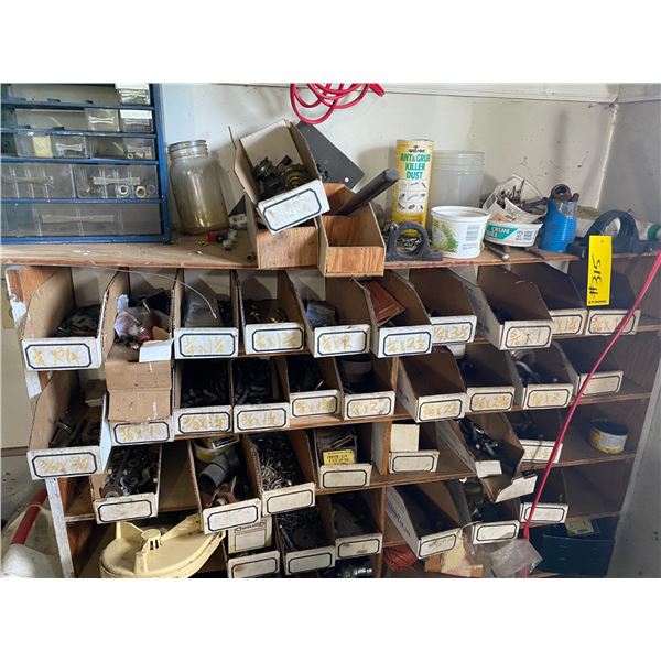 Misc. on floor & counters, including paints, bolt bins, etc.