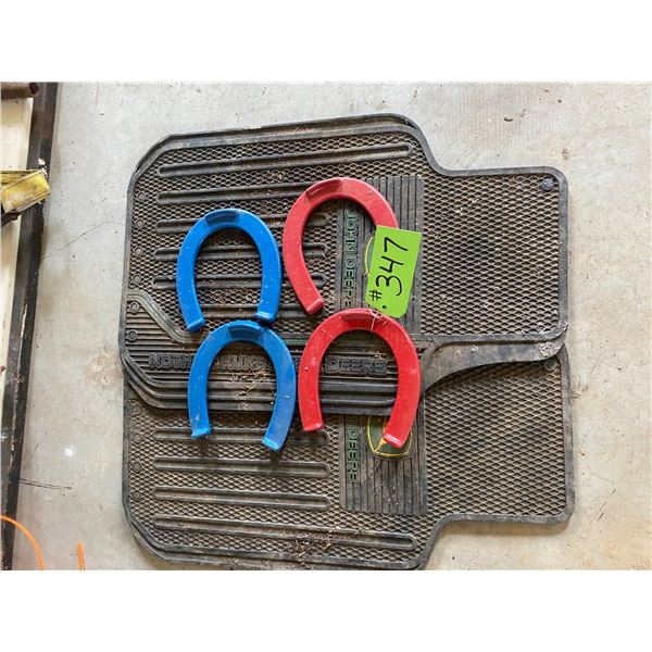 JD floor matts & 4- horse shoes