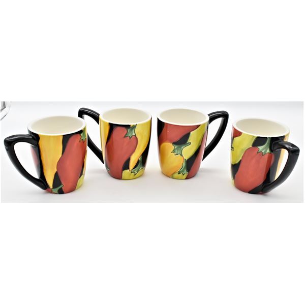 4 Caliente' Pottery Chile Pepper Cups