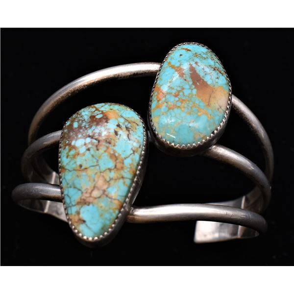 Estate Navajo Sterling Turquoise Cuff Bracelet