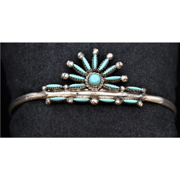 Vintage Zuni Needlepoint Turquoise Cuff Bracelet