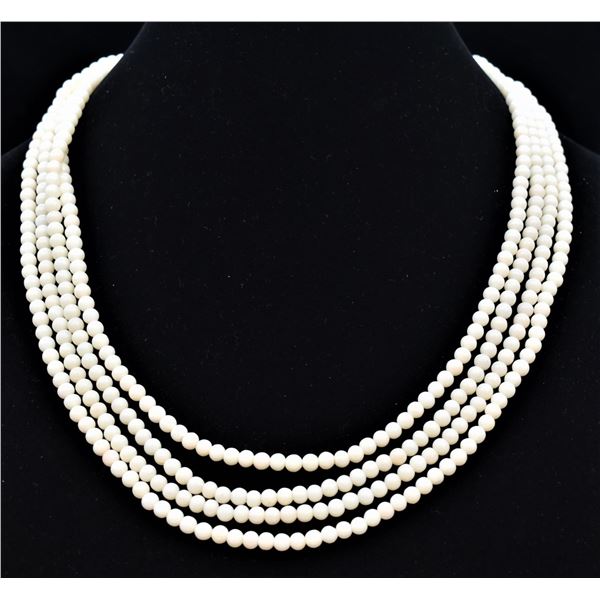Navajo Sterling & White Coral Bead Necklace