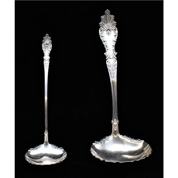 2 Antique Estate Silver Plate Serving Ladles