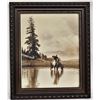 Image 1 : Framed Cowboy Print ''Cowboy at the Watering Hole''