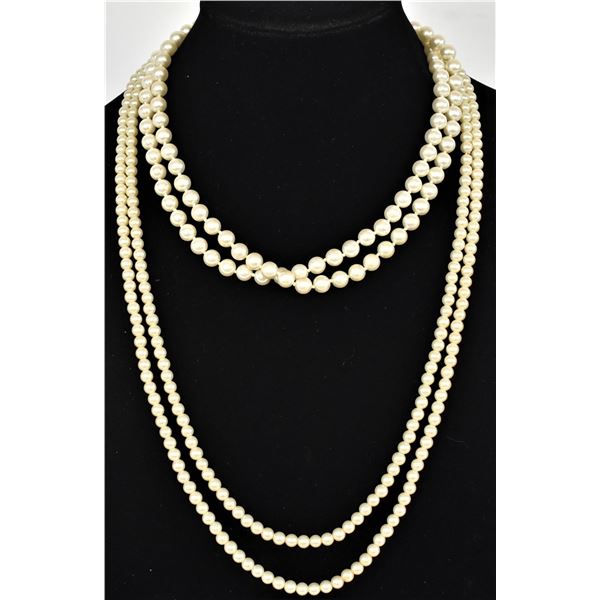 3 Vintage Estate Pearl Necklaces