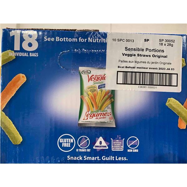 CASE LOT - Sensible Portions Garden Veggie Straws Original 18x28g