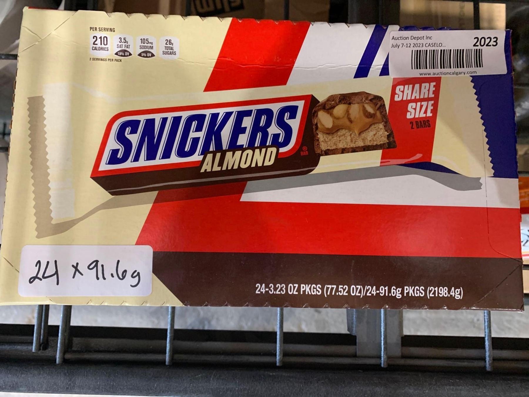 Case Snickers CASE LOT -Snickers Almond share Size Chocolate Bar 24 x 91.6g - A D ...