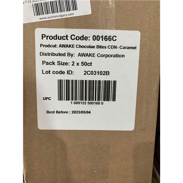CASE LOT - Awake chocolate bites caramel 2 x 50 count