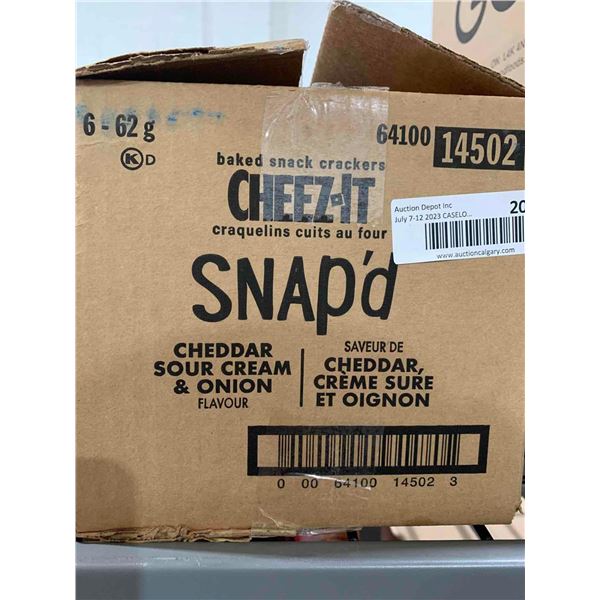 CASE LOT - Cheez it snap'd cheddar sour cream & onion 6 x 62g