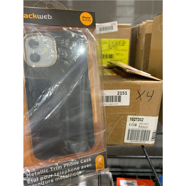 CASE LOT - Black web metallic trim phone case for iphone 12 and 12 pro lot of 4