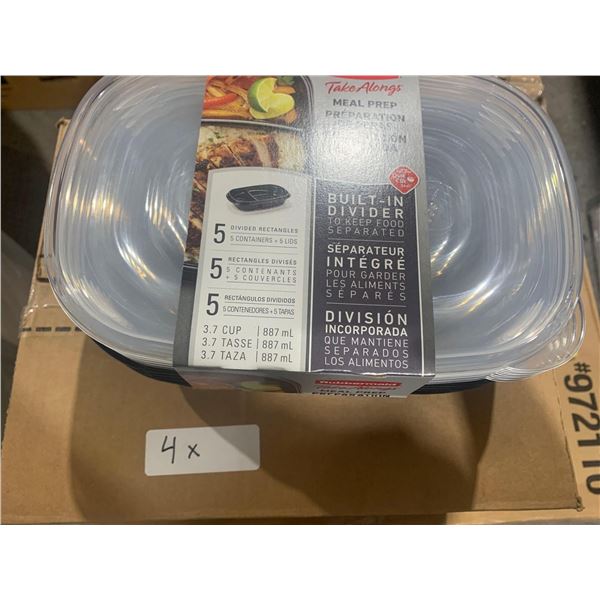 CASE LOT - Take along meal prep container 5 x 4 containers