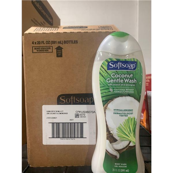 CASE LOT - Soft soap coconut gentle body wash 4 x 591ml