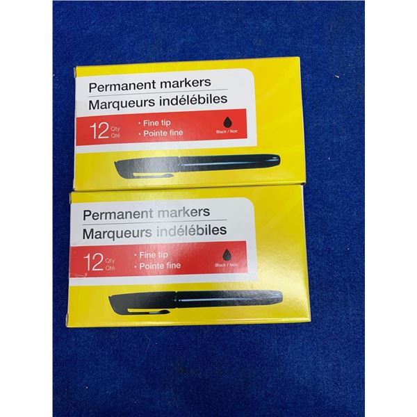 Fine Tip Black Permanent Markers (2 x 12)