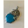 Image 2 : Natural Turquoise 30 Carat .925 Silver Dragon Valyrian Khaleesi Pendant Appraisal Certificate Value 