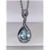 Image 1 : Blue Topaz 1.0 Carat Tear Drop Solitaire Pendant & Chain Set